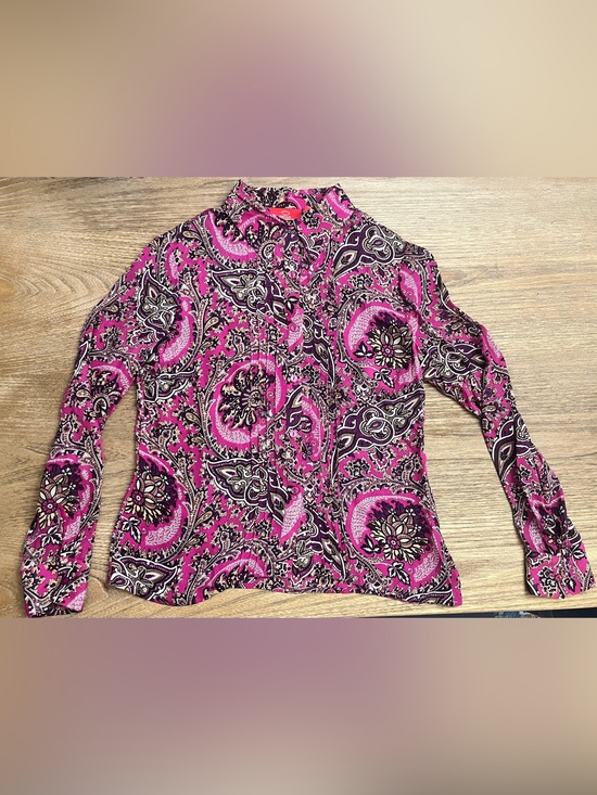 Oscar Tops - Oscar Silk Paisley Button-Down Collared Long Sleeve Blouse Sz 10 EUC
